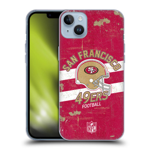 NFL San Francisco 49ers Logo Art Helmet Distressed Soft Gel Case for Apple iPhone 14 Plus
