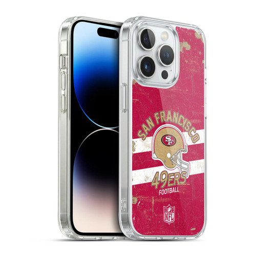 NFL San Francisco 49ers Logo Art Helmet Distressed Soft Gel Case for Apple iPhone 14 Pro