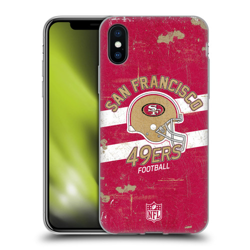 NFL San Francisco 49ers Logo Art Helmet Distressed Soft Gel Case for Apple iPhone X / iPhone XS