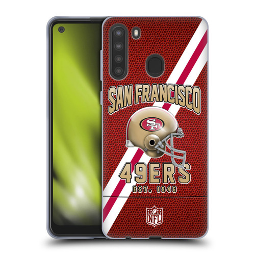 NFL San Francisco 49ers Logo Art Football Stripes Soft Gel Case for Samsung Galaxy A21 (2020)