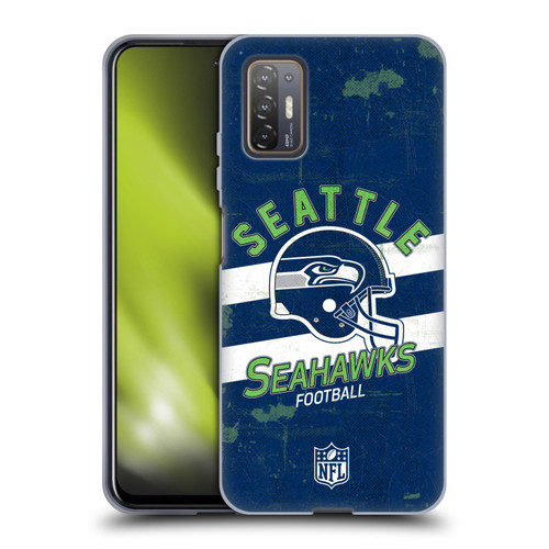 NFL Seattle Seahawks Logo Art Helmet Distressed Soft Gel Case for HTC Desire 21 Pro 5G