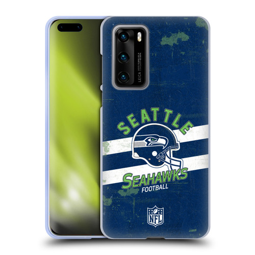 NFL Seattle Seahawks Logo Art Helmet Distressed Soft Gel Case for Huawei P40 5G