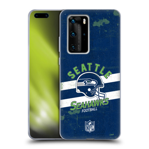 NFL Seattle Seahawks Logo Art Helmet Distressed Soft Gel Case for Huawei P40 Pro / P40 Pro Plus 5G