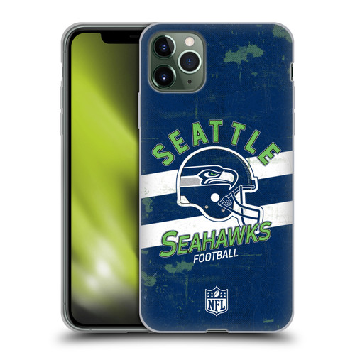 NFL Seattle Seahawks Logo Art Helmet Distressed Soft Gel Case for Apple iPhone 11 Pro Max