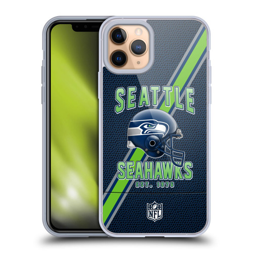 NFL Seattle Seahawks Logo Art Football Stripes Soft Gel Case for Apple iPhone 11 Pro
