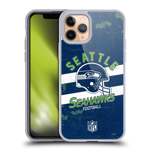 NFL Seattle Seahawks Logo Art Helmet Distressed Soft Gel Case for Apple iPhone 11 Pro