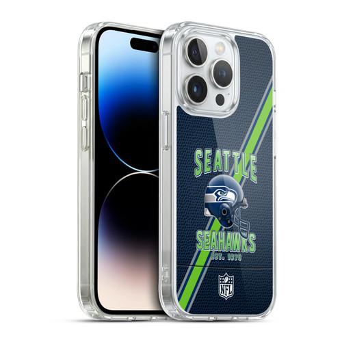 NFL Seattle Seahawks Logo Art Football Stripes Soft Gel Case for Apple iPhone 13 Pro & MagSafe