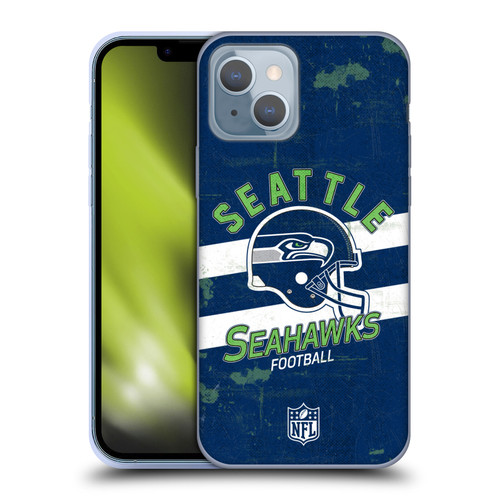 NFL Seattle Seahawks Logo Art Helmet Distressed Soft Gel Case for Apple iPhone 14