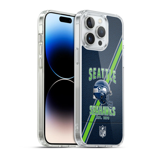 NFL Seattle Seahawks Logo Art Football Stripes Soft Gel Case for Apple iPhone 14 Pro Max & MagSafe