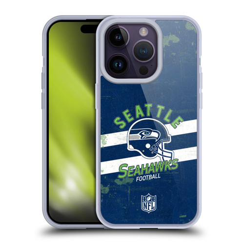NFL Seattle Seahawks Logo Art Helmet Distressed Soft Gel Case for Apple iPhone 14 Pro
