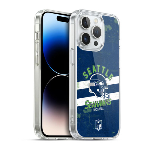 NFL Seattle Seahawks Logo Art Helmet Distressed Soft Gel Case for Apple iPhone 14 Pro & MagSafe