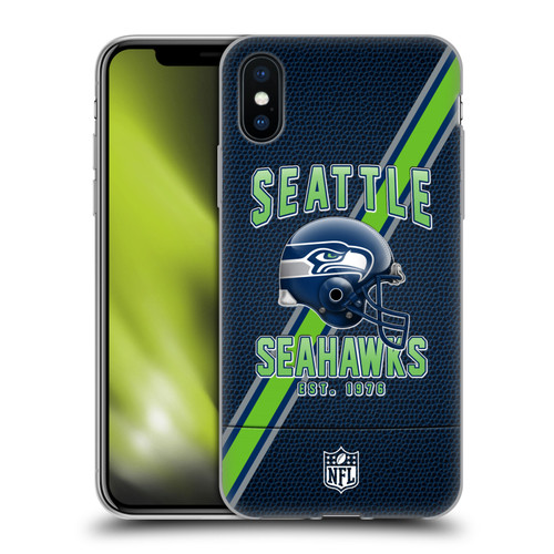 NFL Seattle Seahawks Logo Art Football Stripes Soft Gel Case for Apple iPhone X / iPhone XS