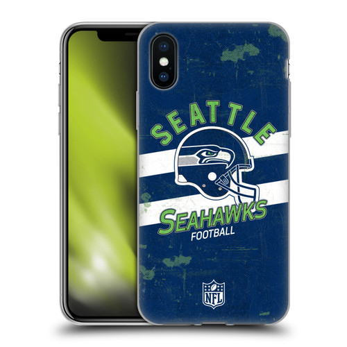 NFL Seattle Seahawks Logo Art Helmet Distressed Soft Gel Case for Apple iPhone X / iPhone XS