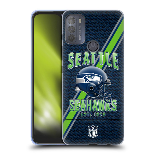 NFL Seattle Seahawks Logo Art Football Stripes Soft Gel Case for Motorola Moto G50