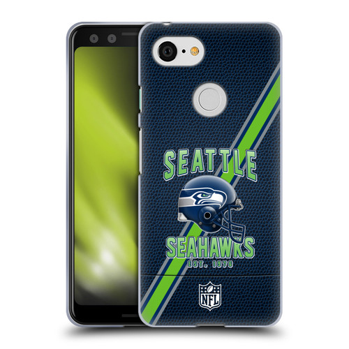 NFL Seattle Seahawks Logo Art Football Stripes Soft Gel Case for Google Pixel 3