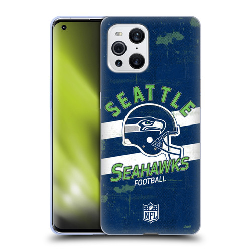 NFL Seattle Seahawks Logo Art Helmet Distressed Soft Gel Case for OPPO Find X3 / Pro