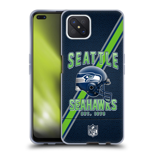 NFL Seattle Seahawks Logo Art Football Stripes Soft Gel Case for OPPO Reno4 Z 5G