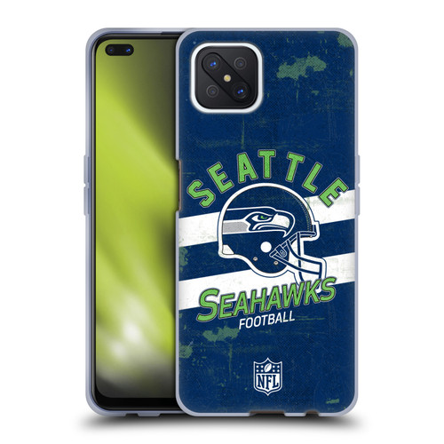 NFL Seattle Seahawks Logo Art Helmet Distressed Soft Gel Case for OPPO Reno4 Z 5G