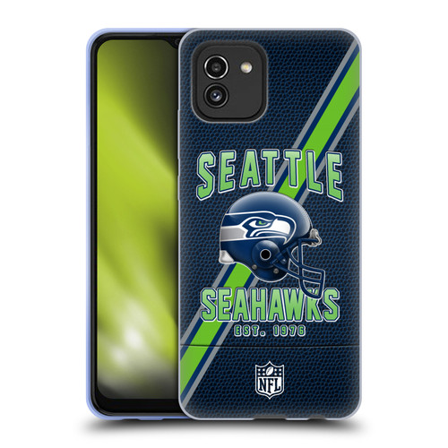 NFL Seattle Seahawks Logo Art Football Stripes Soft Gel Case for Samsung Galaxy A03 (2021)