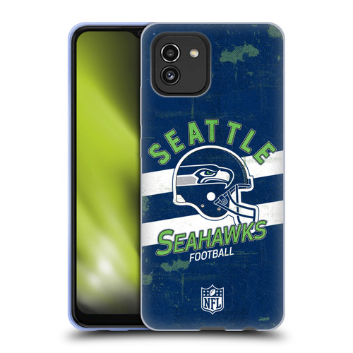 NFL Seattle Seahawks Logo Art Helmet Distressed Soft Gel Case for Samsung Galaxy A03 (2021)