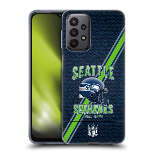 NFL Seattle Seahawks Logo Art Football Stripes Soft Gel Case for Samsung Galaxy A23 / 5G (2022)