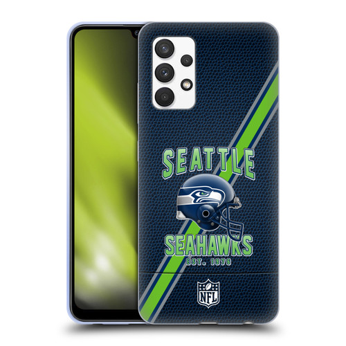 NFL Seattle Seahawks Logo Art Football Stripes Soft Gel Case for Samsung Galaxy A32 (2021)
