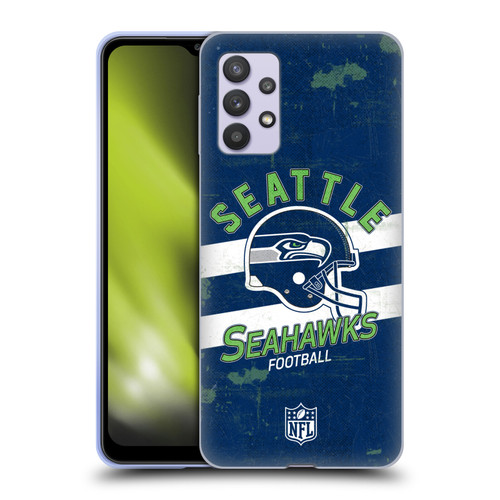 NFL Seattle Seahawks Logo Art Helmet Distressed Soft Gel Case for Samsung Galaxy A32 5G / M32 5G (2021)