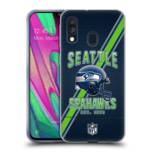 NFL Seattle Seahawks Logo Art Football Stripes Soft Gel Case for Samsung Galaxy A40 (2019)
