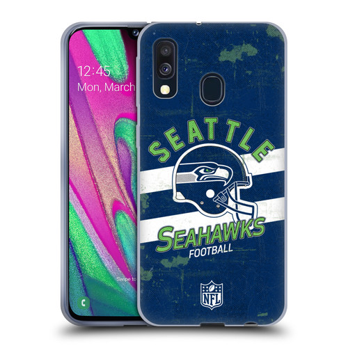 NFL Seattle Seahawks Logo Art Helmet Distressed Soft Gel Case for Samsung Galaxy A40 (2019)