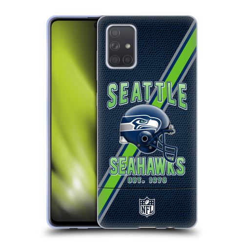 NFL Seattle Seahawks Logo Art Football Stripes Soft Gel Case for Samsung Galaxy A71 (2019)