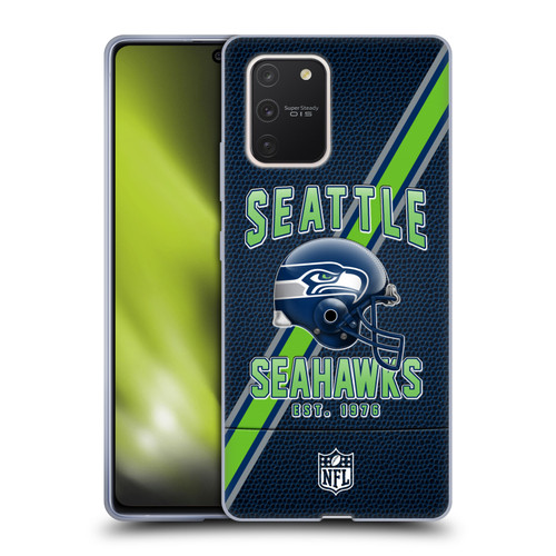 NFL Seattle Seahawks Logo Art Football Stripes Soft Gel Case for Samsung Galaxy S10 Lite