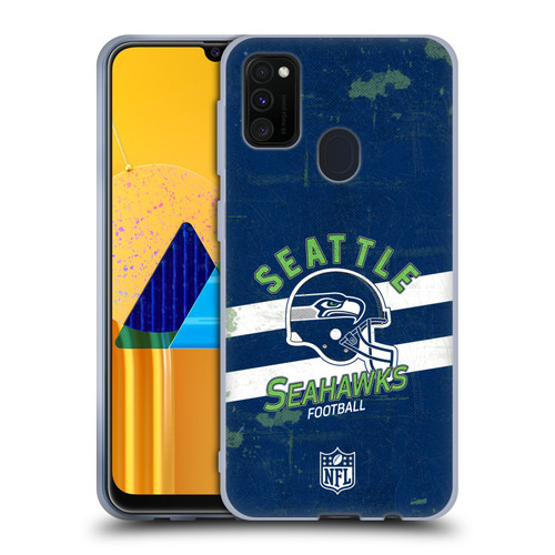 NFL Seattle Seahawks Logo Art Helmet Distressed Soft Gel Case for Samsung Galaxy M30s (2019)/M21 (2020)