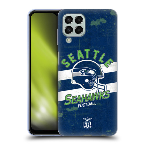 NFL Seattle Seahawks Logo Art Helmet Distressed Soft Gel Case for Samsung Galaxy M33 (2022)