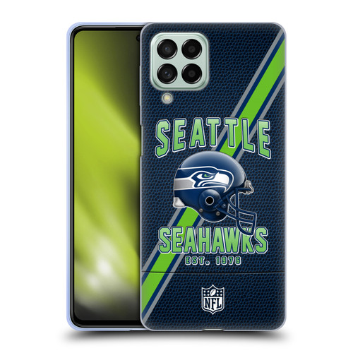NFL Seattle Seahawks Logo Art Football Stripes Soft Gel Case for Samsung Galaxy M53 (2022)