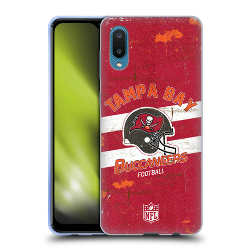 NFL Tampa Bay Buccaneers Logo Art Helmet Distressed Soft Gel Case for Samsung Galaxy A02/M02 (2021)