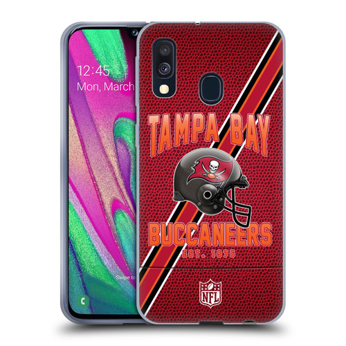 NFL Tampa Bay Buccaneers Logo Art Football Stripes Soft Gel Case for Samsung Galaxy A40 (2019)