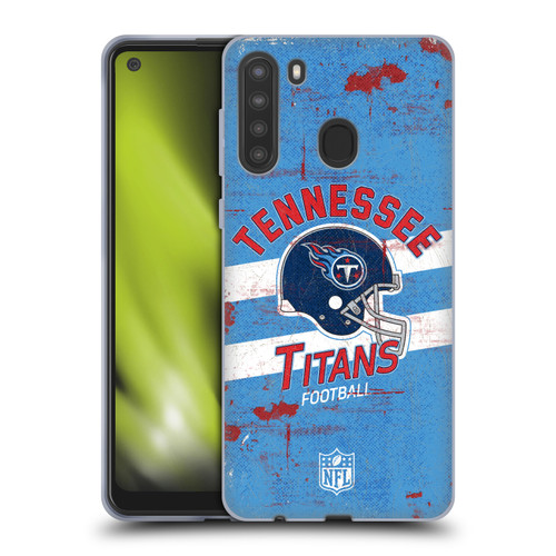 NFL Tennessee Titans Logo Art Helmet Distressed Soft Gel Case for Samsung Galaxy A21 (2020)