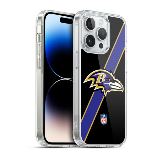NFL Baltimore Ravens Logo Stripes Soft Gel Case for Apple iPhone 13 Pro