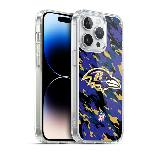 NFL Baltimore Ravens Logo Camou Soft Gel Case for Apple iPhone 14 Pro