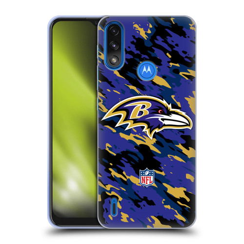 NFL Baltimore Ravens Logo Camou Soft Gel Case for Motorola Moto E7 Power / Moto E7i Power