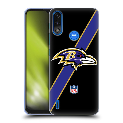 NFL Baltimore Ravens Logo Stripes Soft Gel Case for Motorola Moto E7 Power / Moto E7i Power