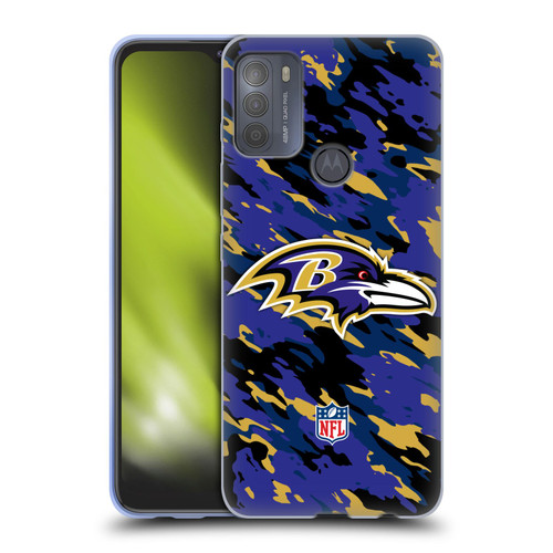 NFL Baltimore Ravens Logo Camou Soft Gel Case for Motorola Moto G50