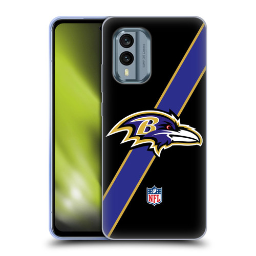 NFL Baltimore Ravens Logo Stripes Soft Gel Case for Nokia X30