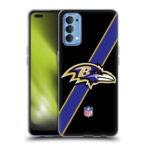 NFL Baltimore Ravens Logo Stripes Soft Gel Case for OPPO Reno 4 5G