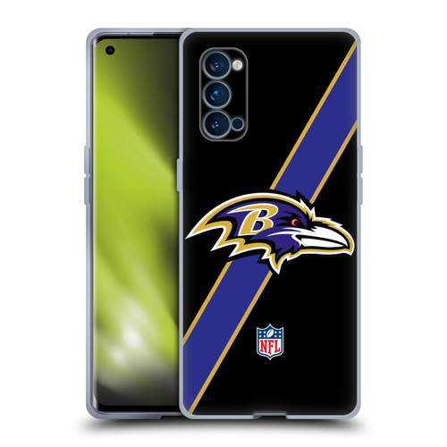 NFL Baltimore Ravens Logo Stripes Soft Gel Case for OPPO Reno 4 Pro 5G
