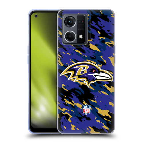 NFL Baltimore Ravens Logo Camou Soft Gel Case for OPPO Reno8 4G