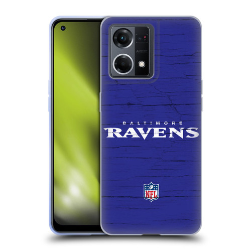 NFL Baltimore Ravens Logo Distressed Look Soft Gel Case for OPPO Reno8 4G