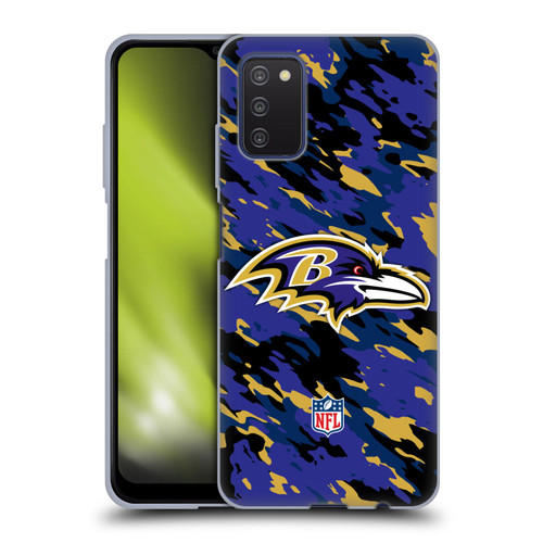 NFL Baltimore Ravens Logo Camou Soft Gel Case for Samsung Galaxy A03s (2021)