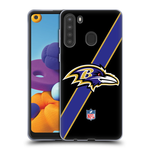 NFL Baltimore Ravens Logo Stripes Soft Gel Case for Samsung Galaxy A21 (2020)
