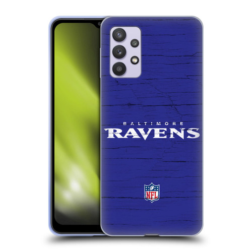 NFL Baltimore Ravens Logo Distressed Look Soft Gel Case for Samsung Galaxy A32 5G / M32 5G (2021)